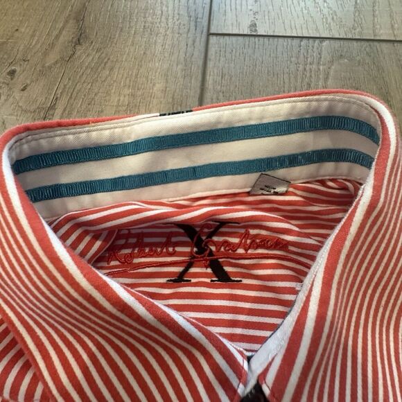 Robert Graham Striped Shirt Mens Small Regular Flip Cuff Button Long Sleeve Red - Picture 4 of 12